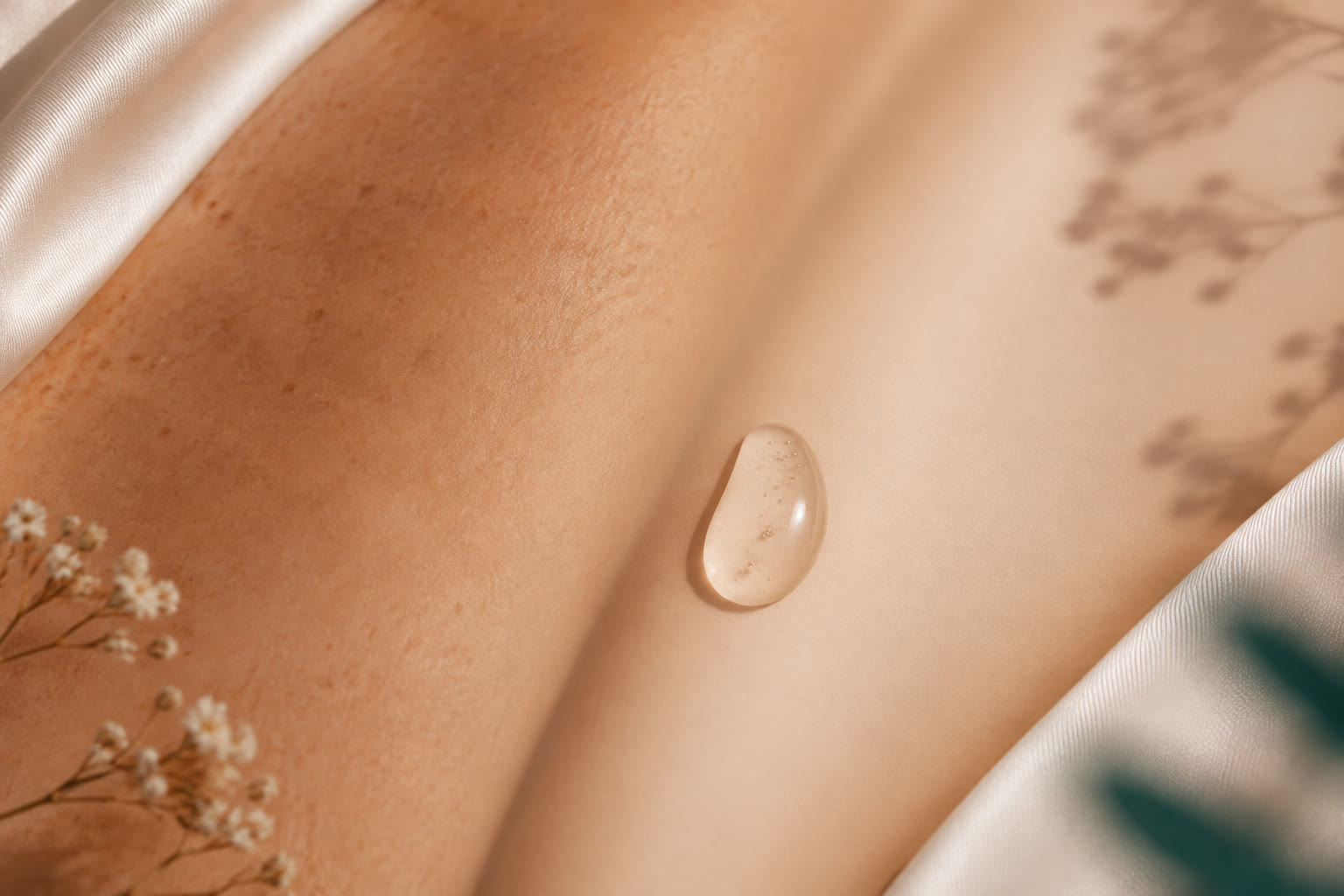 Composición dermatológica que representa el cuidado gradual y uniforme del tono de la piel